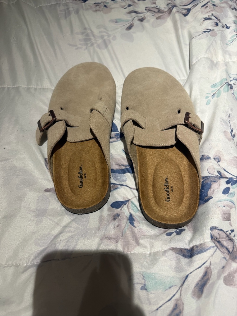 Target Women's Taupe Suede Slip-On Clogs with Buckle